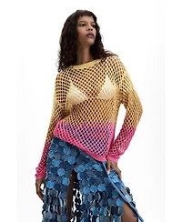 Desigual Women's Openwork crochet sweater