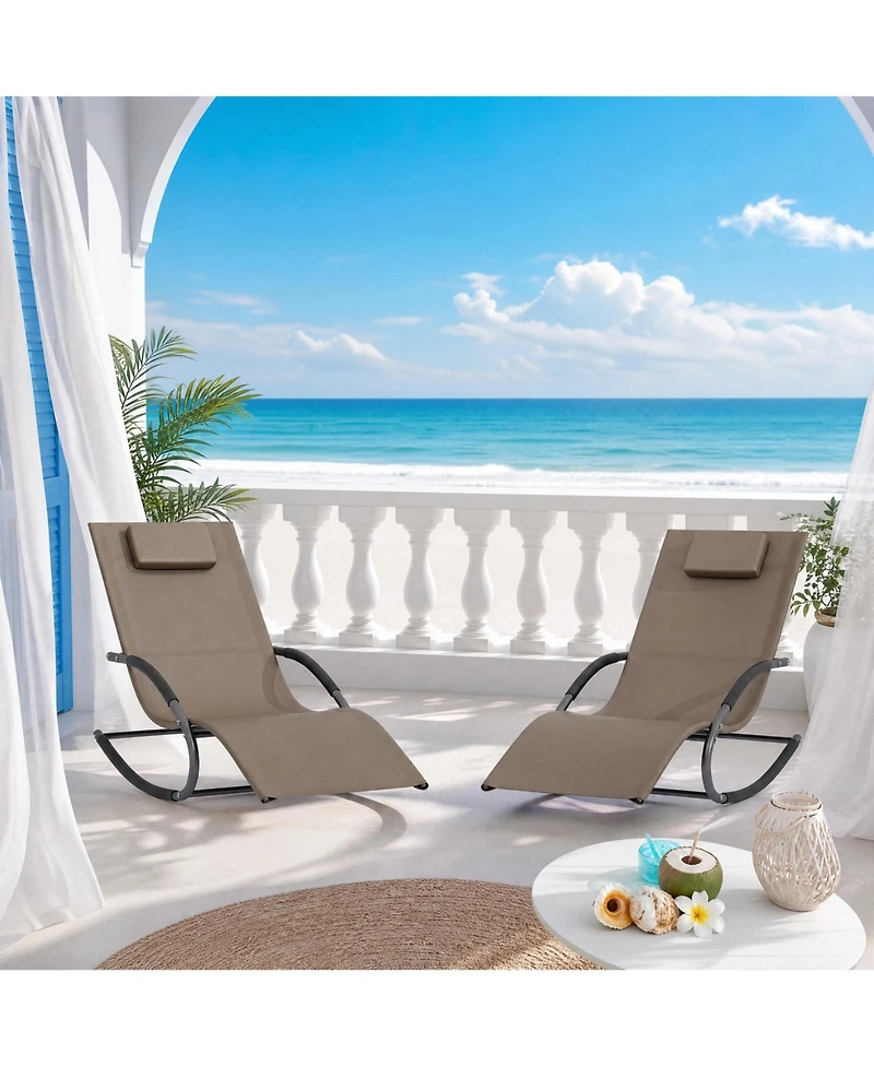 homfan Set of 2 Outdoor Lounge Chairs