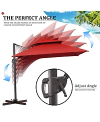 Pellebant 10x10Feet Outdoor Patio Double Top Square Aluminum Cantilever Umbrella with Umbrella Base