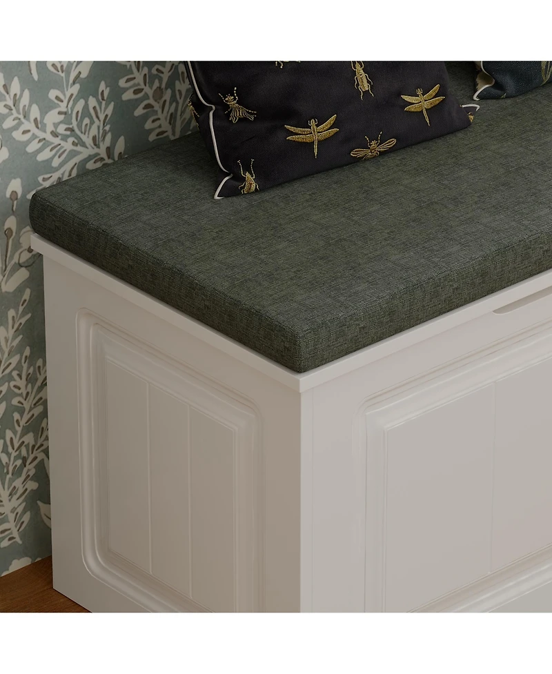 Homfan 63-Inch Corner Storage Bench - White Pvc Vacuum Forming Entryway Seat with Upholstered Cushion | Modern Shoe Bench