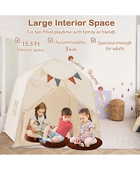 Gymax Kids Play Tent With Flags And Globe String Lights For 3-12 Years Old Indoor Outdoor