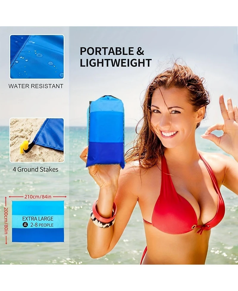 Cowin Beach Blanket Outdoor Waterproof Sandproof Beach Mat Picnic Blanket Camping in Hiking 79 X 83