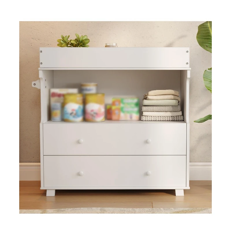 gaomon Modern Wooden Baby Changing Table Dresser with Drawers and Shelves Multi Use Station for Nursery Bedroom Kids Room