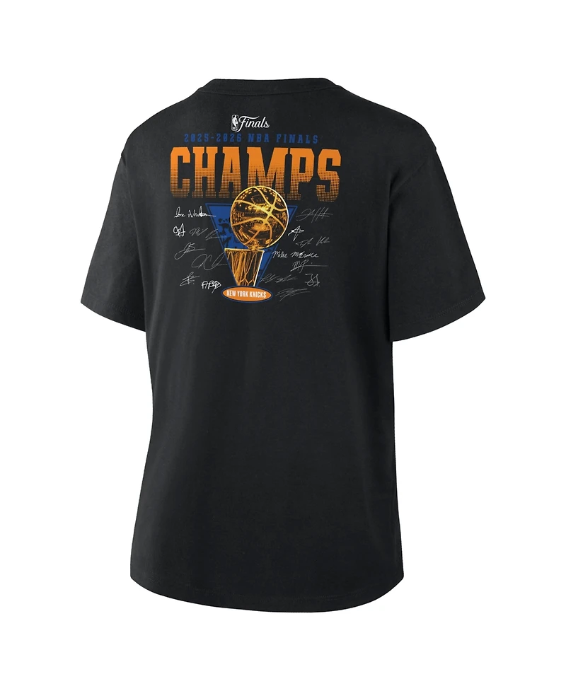 Fanatics Women's Black New York Knicks 2026 Nba Finals Champions Roster Trophy T-Shirt