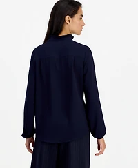 Bar Iii Women's Ruffle-Front Long-Sleeve V-Neck Blouse, Macy's Exclusive