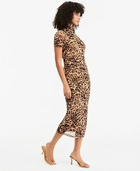 Bar Iii Women's Mock Neck Short-Sleeve Triple Mesh Midi Dress, Macy's Exclusive