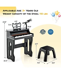 Mecale 37 Keys Music Piano With Microphone Kids Keyboard Detachable Stand