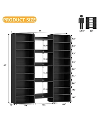 Aheaplus 10-Tier Wooden Shoes Storage Cabinet with 23 Adjustable Shelves, Rack