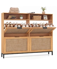 Slickblue Freestanding Shoe Cabinet with Adjustable Shelves and 4 Flip Drawers