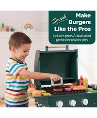 Best Choice Products Kids Wooden Bbq Grill Playset with 28 Accessories, Pretend Outdoor Kitchen Toy with Storage