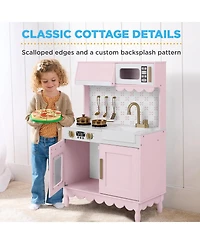 Best Choice Products Toddler Kitchen Playset - Wooden Kids Pretend Play Cooking Set with Accessories and Storage