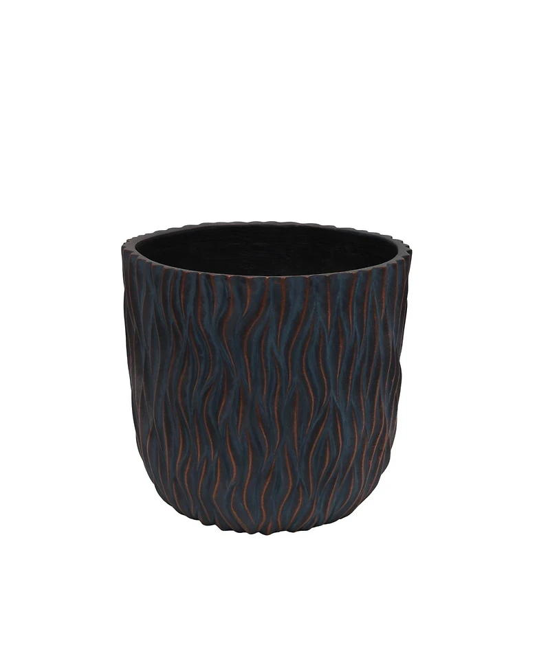 Streamdale Furniture Set of 2 Large Round Textured Magnesium Oxide Planters with Drainage Holes