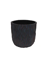 Streamdale Furniture Set of 2 Large Round Textured Magnesium Oxide Planters with Drainage Holes