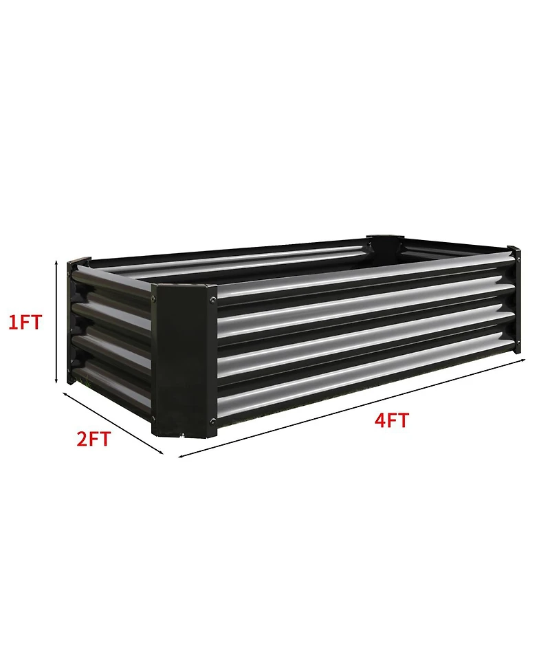 Streamdale Furniture 4x2x1ft Metal Raised Garden Bed for Flowers Vegetables and Herbs