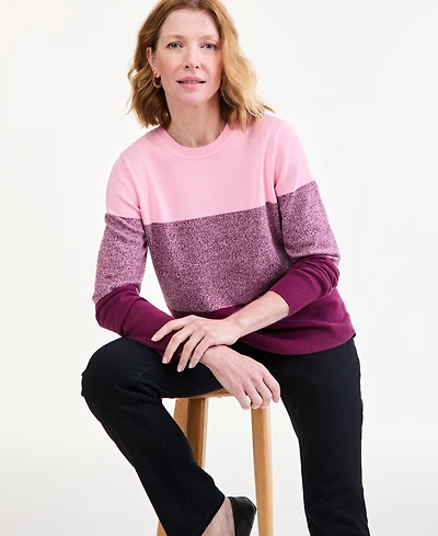 Style & Co Petite Crewneck Cotton Sweater, Macy's Exclusive