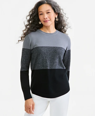 Style & Co Petite Crewneck Cotton Sweater, Macy's Exclusive