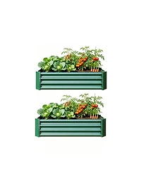 Streamdale Furniture 2PCS 4x2x1ft Metal Raised Garden Bed for Flowers Vegetables and Herbs
