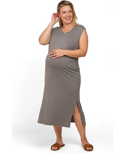 Pinkblush Plus Size Sleeveless Front Pocket Midi Dress