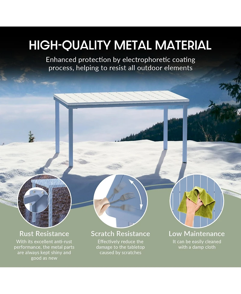 7-Piece Outdoor Patio Dining Table Set With Stackable Chairs