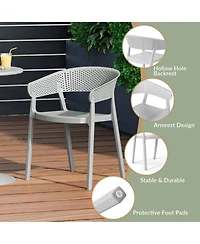 7-Piece Outdoor Metal Rectangle Patio Dining Table Set With Stackable Patio Dining Chairs