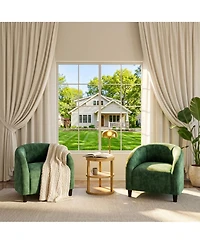 Accent Chair Set of 2 Armchair for Living Room Barrel Club Chair with Soft Padded Seat and Sturdy Legs for Bedroom Waiting Room Reception Chairs