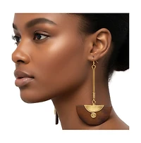 Pinduli Handmade Brass & Wood Drop Earrings – Elegant Statement Design