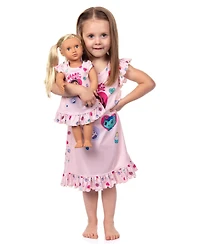 Gabby's Dollhouse Toddler Girls Heart-Tastic Sleep Nightgown with Matching Doll Dress