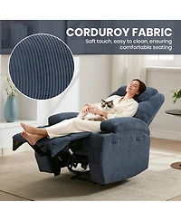 homfan Electric Recliner with Massage and Heat - Upholstered Armchair - Dual Cup Holders and Side Pockets