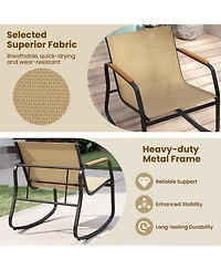 Sugift 3-Piece Outdoor Rocking Bistro Chair and Side Table Set