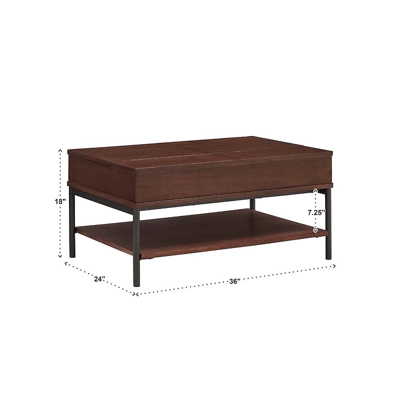 iNSPIRE Q Finish Lift-Top Coffee Table With Metal Base