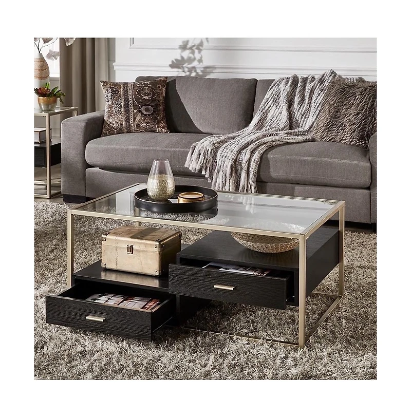 iNSPIRE Q 2-Drawer Coffee Table With Tempered Glass Top