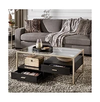 iNSPIRE Q 2-Drawer Coffee Table With Tempered Glass Top
