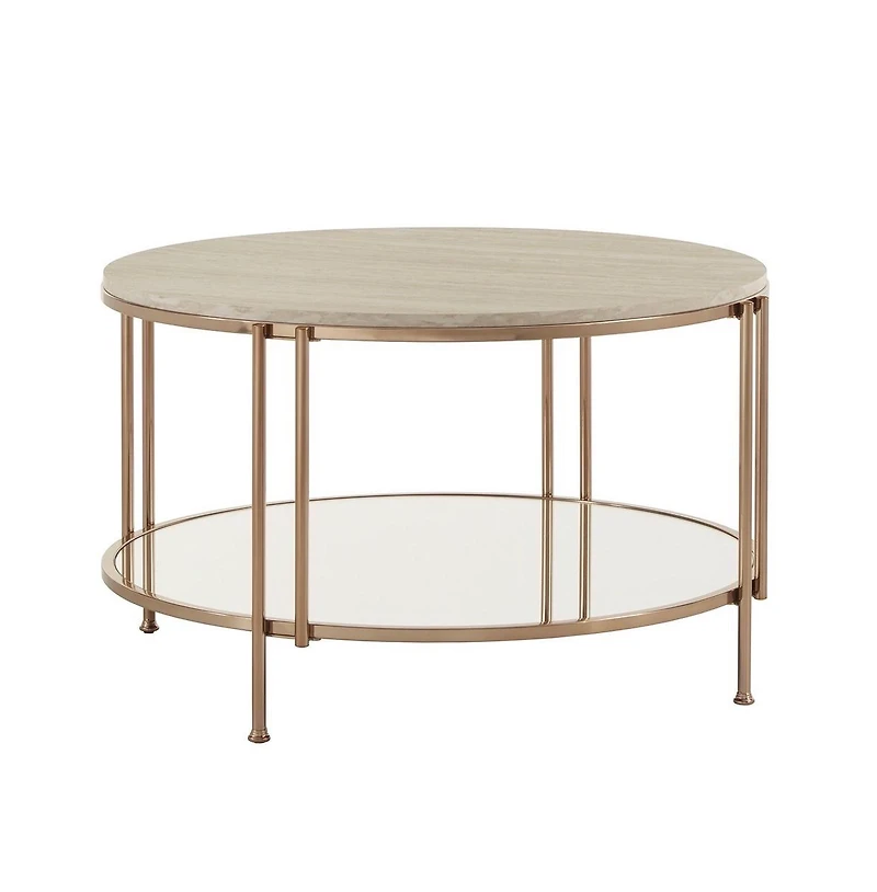 iNSPIRE Q Coffee Table With Faux Marble Top and Mirror Bottom