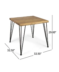 Clihome 5 Piece Outdoor Dining Set Solid Acacia Wood Square Table Pe Rattan Chairs with Cushion