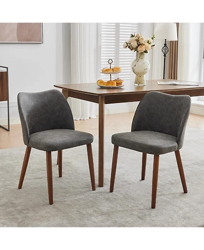 gaomon Set of 2 Linen Upholstered Dining Chairs
