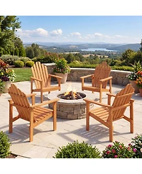 Sugift 2-Pack Stackable Solid Acacia Wood Adirondack Chairs for Patio