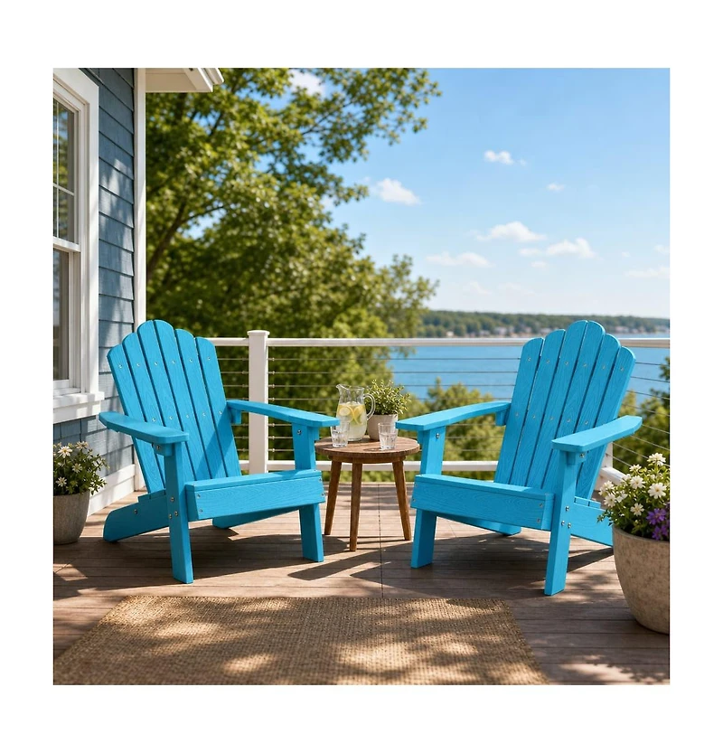 Gouun Set of 2 Kids Hips Adirondack Chairs with Tilted High Backrest Pool-Friendly