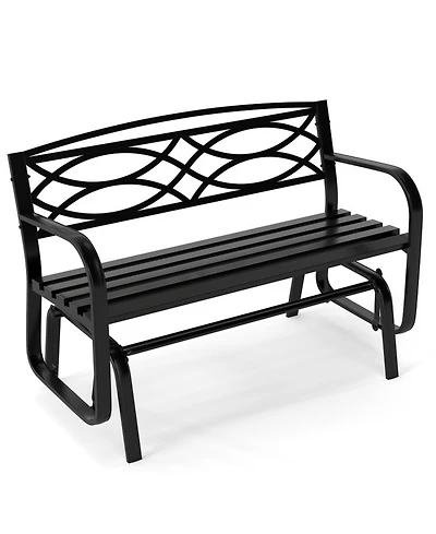 Gouun 2-Person Metal Glider Bench with Curved Armrests