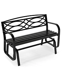 Gouun 2-Person Metal Glider Bench with Curved Armrests