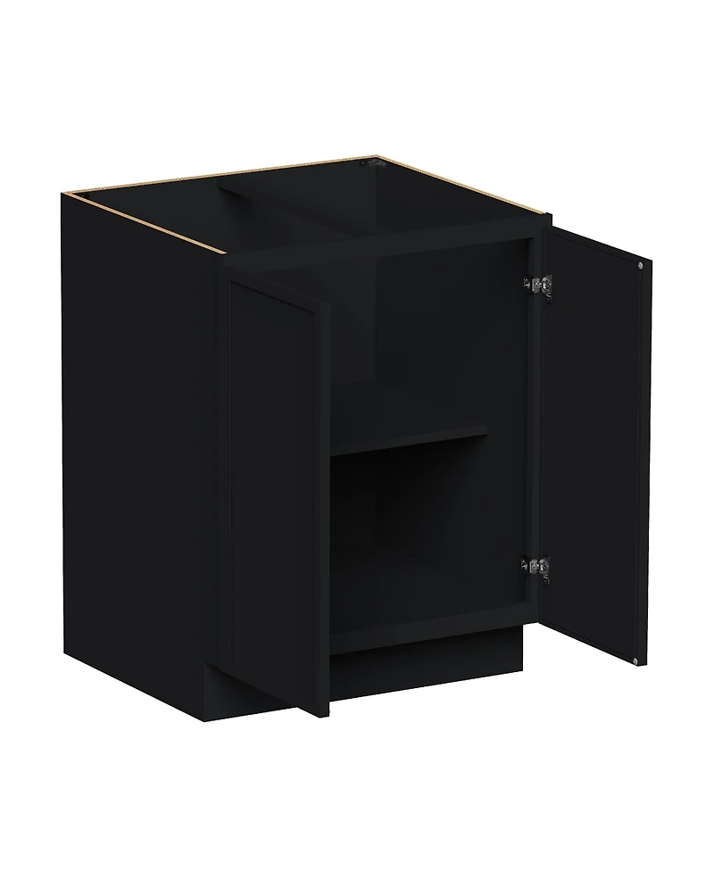 Boyel Living 27 Inch Wide Full Height Door Base Cabinet, Ready to Assemble Kitchen Cabinet with Solid Wood Frame, Soft-Close Slides and Hinges