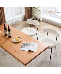 gaomon Set of 2 Mid Century Boucle Upholstered Dining Chairs, Curved Back Design Kitchen Seating