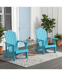 Gouun Weather-Resistant Hips Outdoor Adirondack Chair with Rotatable Cup Holder