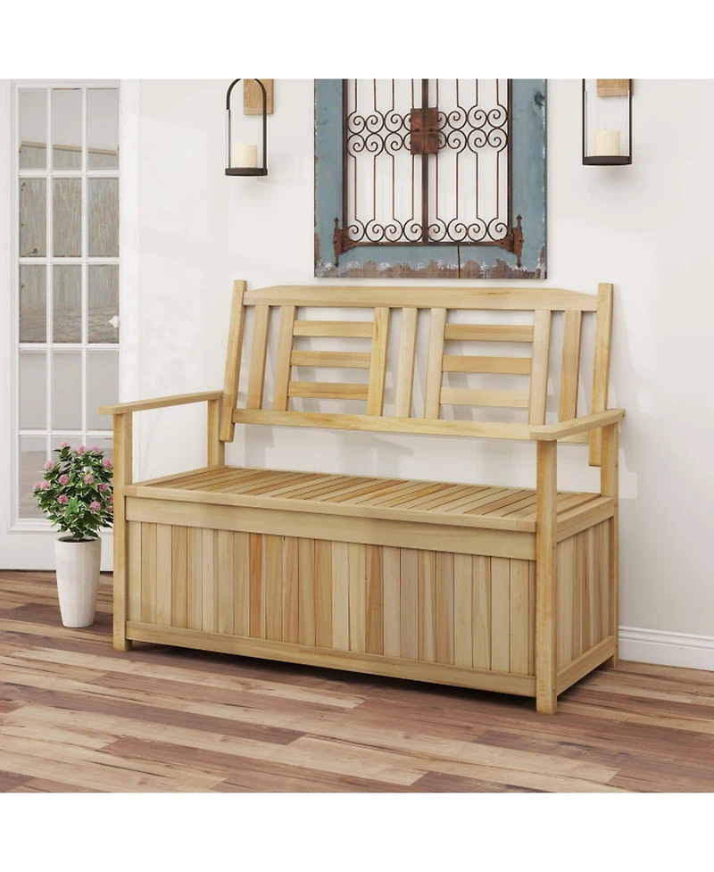 Gouun 2-Person Outdoor Garden Bench with 49 Gal Storage Compartment and Backrest