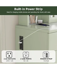 gaomon Vanity Desk with Mirror and Light, Makeup Vanity Table with Charging Station