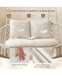 Sugift Double Swing Chair With Cushions Macrame Hanging Hammock Chair for Indoor and Outdoor Use