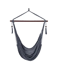 Gouun Caribbean Hammock Chair with Metal Spreader Bar Woven Rope Swing Seat