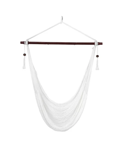 Gouun Caribbean Style Hammock Chair Metal Spreader Bar Soft-Spun Rope Swing