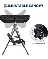 gaomon Outdoor 3-Seat Patio Swing with Adjustable Canopy and Stand, Heavy-Duty Steel Frame, 600 lbs Capacity