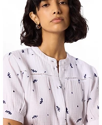 Whistles Women's Embroidered Cotton Frill Top