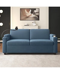 Clihome Corduroy Sleeper Sofa Loveseat Sofa with Full Size Mattress and Usb Ports